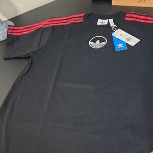Adidas Men's Black Tee with Red Stripes